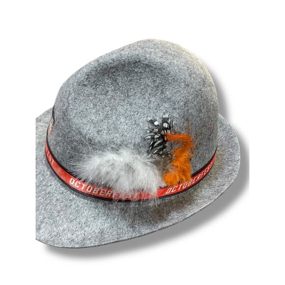 Samuel Adams Oktoberfest Fedora Hat Beer Boston MA German Feather Alpine Costume - Picture 3 of 11